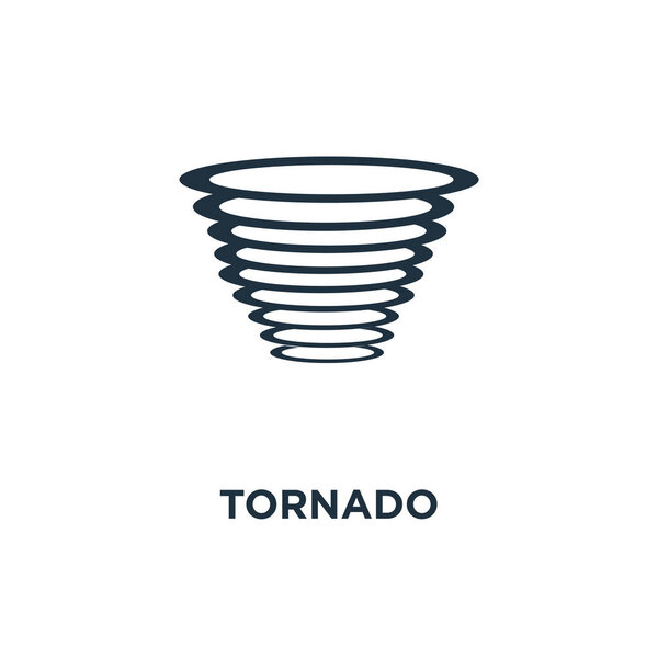 Tornado icon. Black filled vector illustration. Tornado symbol on white background. Can be used in web and mobile.