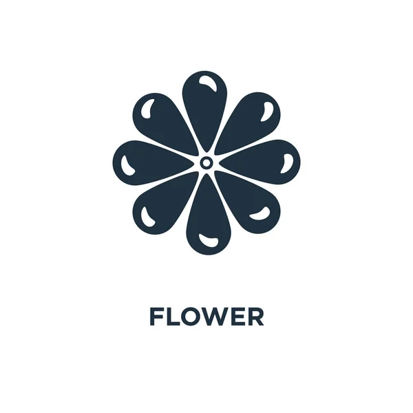 Icono Flor Ilustración Vectorial Negra Símbolo Flor Sobre Fondo Blanco — Vector de stock