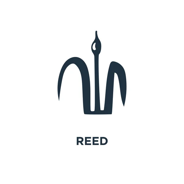 Reed Pictogram Zwarte Gevuld Vectorillustratie Reed Symbool Witte Achtergrond Kan — Stockvector