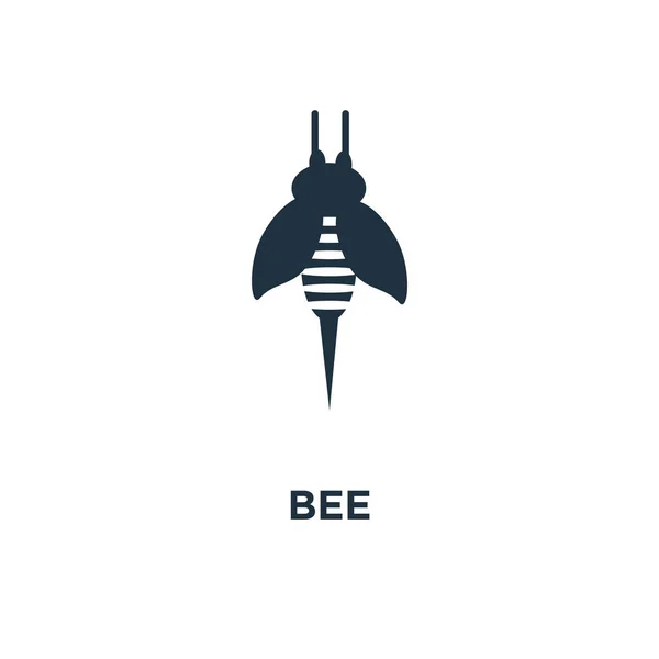 Bee Ikona Černé Plné Vektorové Ilustrace Bee Symbol Bílém Pozadí — Stockový vektor