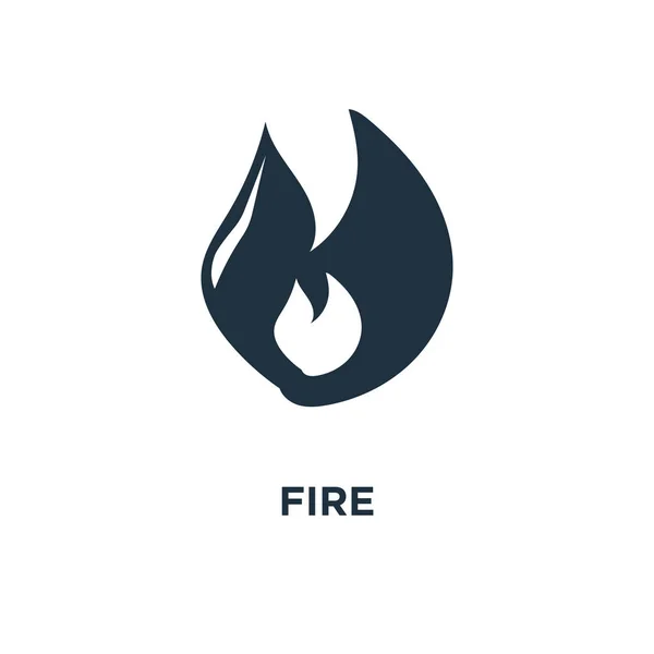 Yangın Simgesi Siyah Vektör Çizim Dolu Beyaz Arka Plan Ateş — Stok Vektör