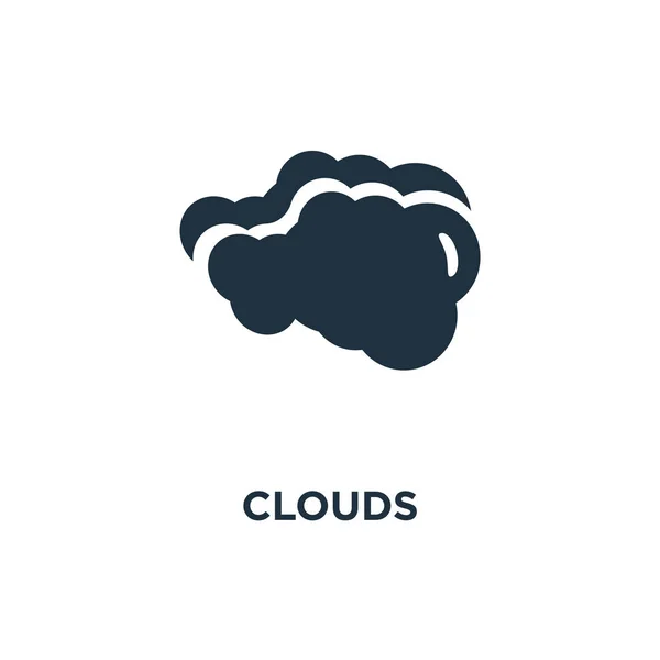 Ícone Nuvens Ilustração Vetorial Cheia Preto Clouds Símbolo Fundo Branco — Vetor de Stock