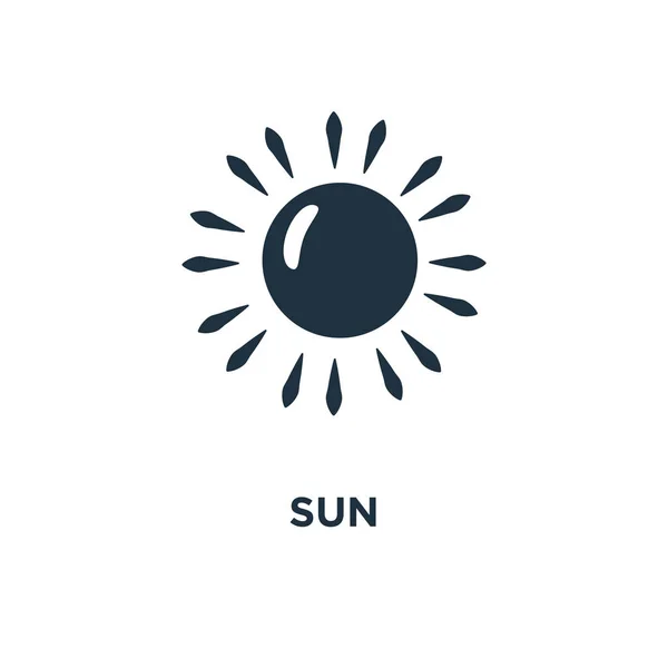 Ikona Słońca Black Wypełnione Ilustracji Wektorowych Symbol Słońce Białym Tle — Wektor stockowy