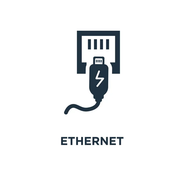 Icono Ethernet Ilustración Vectorial Negra Símbolo Ethernet Sobre Fondo Blanco — Vector de stock