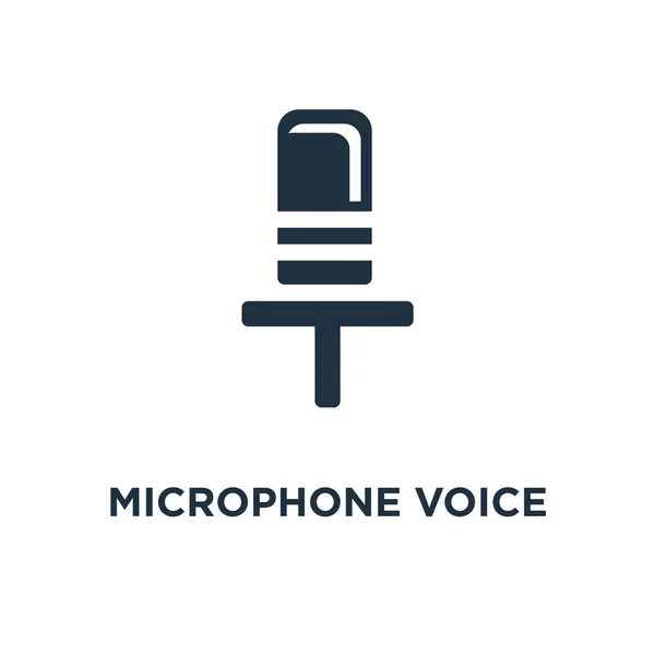 Micrófono Icono Grabación Voz Ilustración Vectorial Negra Micrófono Símbolo Grabación — Vector de stock