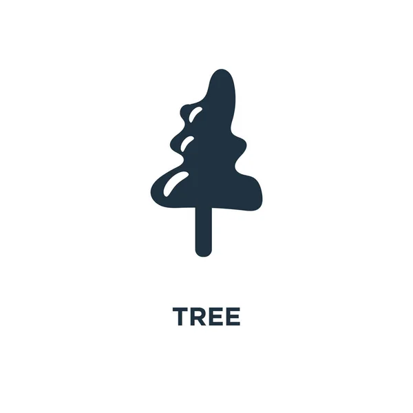 Иконка Дерева Черная Заполненная Векторная Иллюстрация Символ Дерева Белом Фоне — стоковый вектор