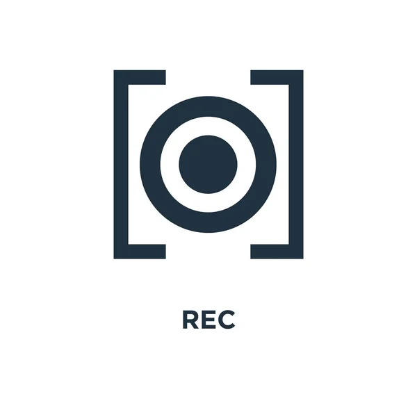 Rec Pictogram Zwarte Gevuld Vectorillustratie Rec Symbool Witte Achtergrond Kan — Stockvector