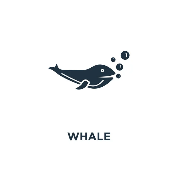 Whale Icon Black Filled Vector Illustration Whale Symbol White Background — Stock Vector