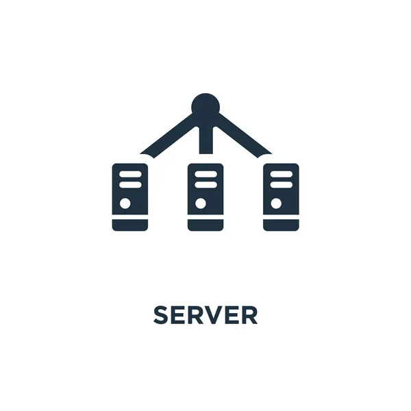 Het Pictogram Van Server Zwarte Gevuld Vectorillustratie Server Symbool Witte — Stockvector