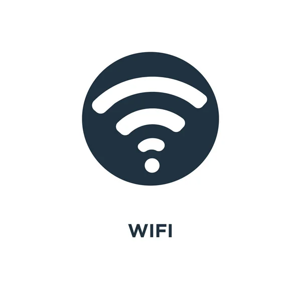 Wifi アイコン ブラックは ベクター グラフィックを充填しました 白い背景の上の Wifi のシンボルです Web およびモバイル使うことが — ストックベクタ