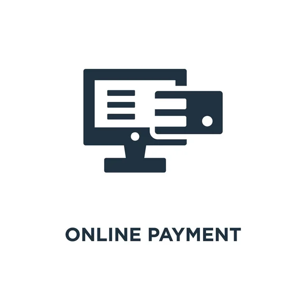 Online Betalning Ikonen Svart Fyllt Vektorillustration Online Betalning Symbol Vit — Stock vektor