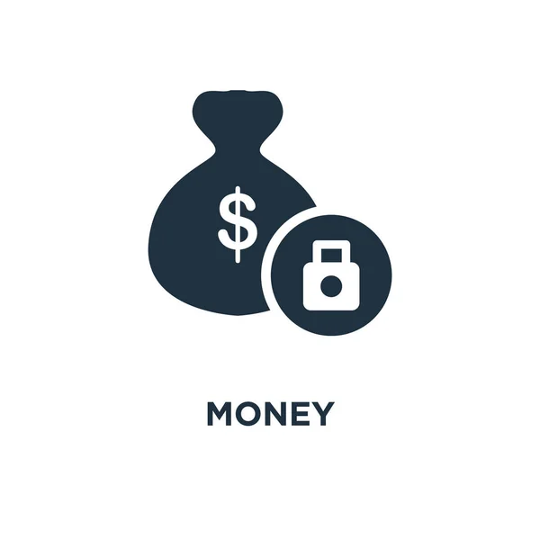Ikona Pieniądze Black Wypełnione Ilustracji Wektorowych Pieniądze Symbol Białym Tle — Wektor stockowy