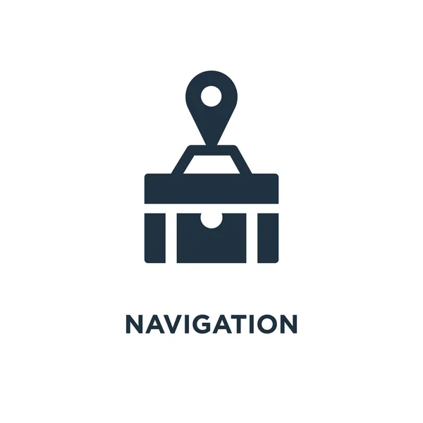 Navigační Ikony Černé Plné Vektorové Ilustrace Navigace Symbol Bílém Pozadí — Stockový vektor
