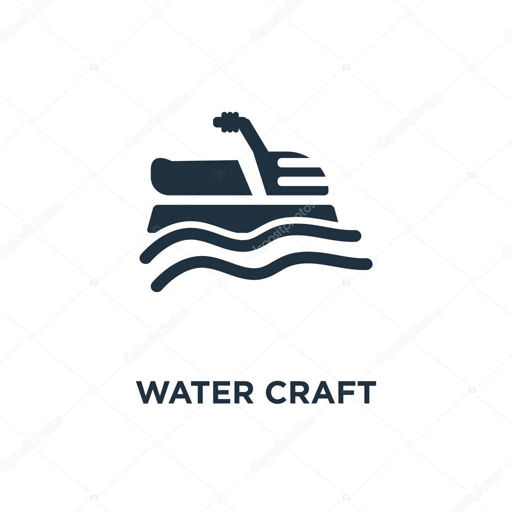 Water craft icon. Black filled vector illustration. Water craft symbol on white background. Can be used in web and mobile.