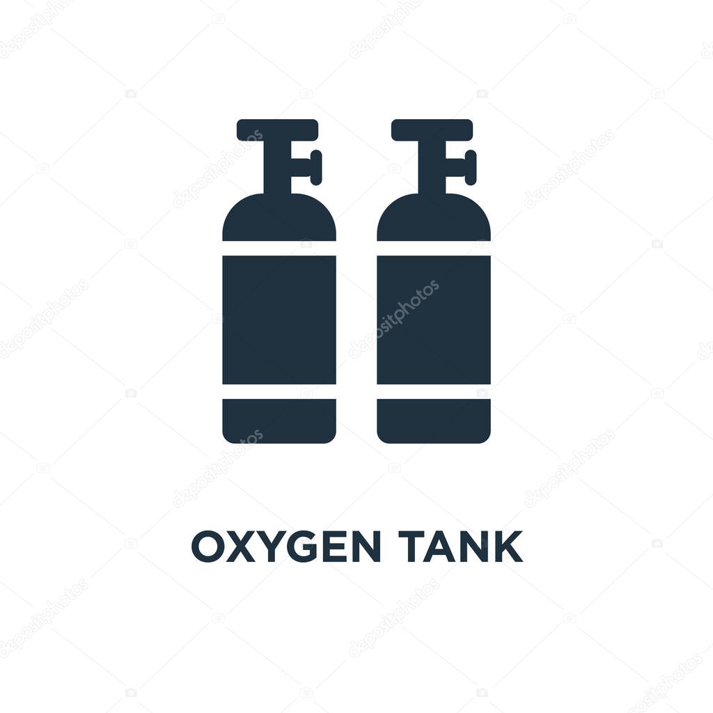 Oxygen tank icon. Black filled vector illustration. Oxygen tank symbol on white background. Can be used in web and mobile.