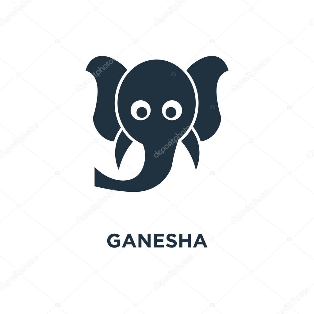 Ganesha icon. Black filled vector illustration. Ganesha symbol on white background. Can be used in web and mobile.