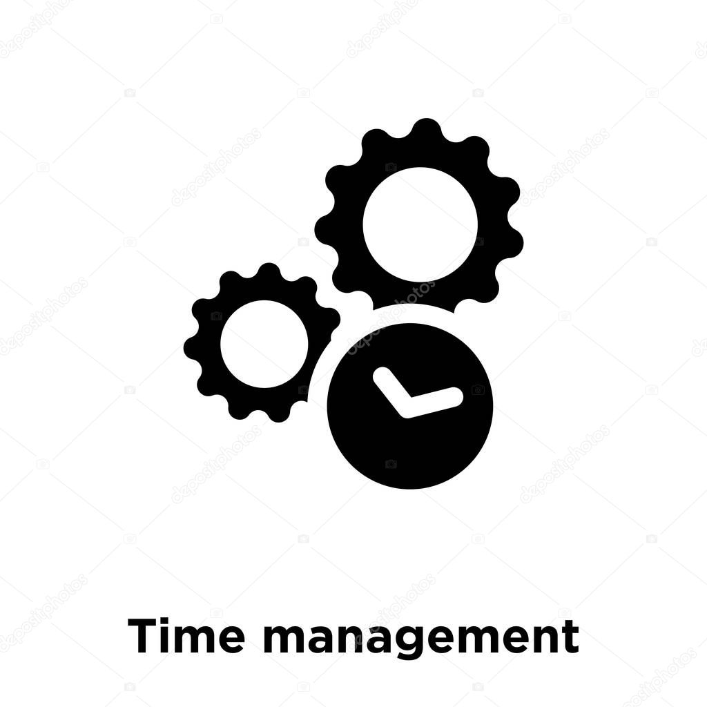 Time management icon vector isolated on white background, logo concept of Time management sign on transparent background, filled black symbol