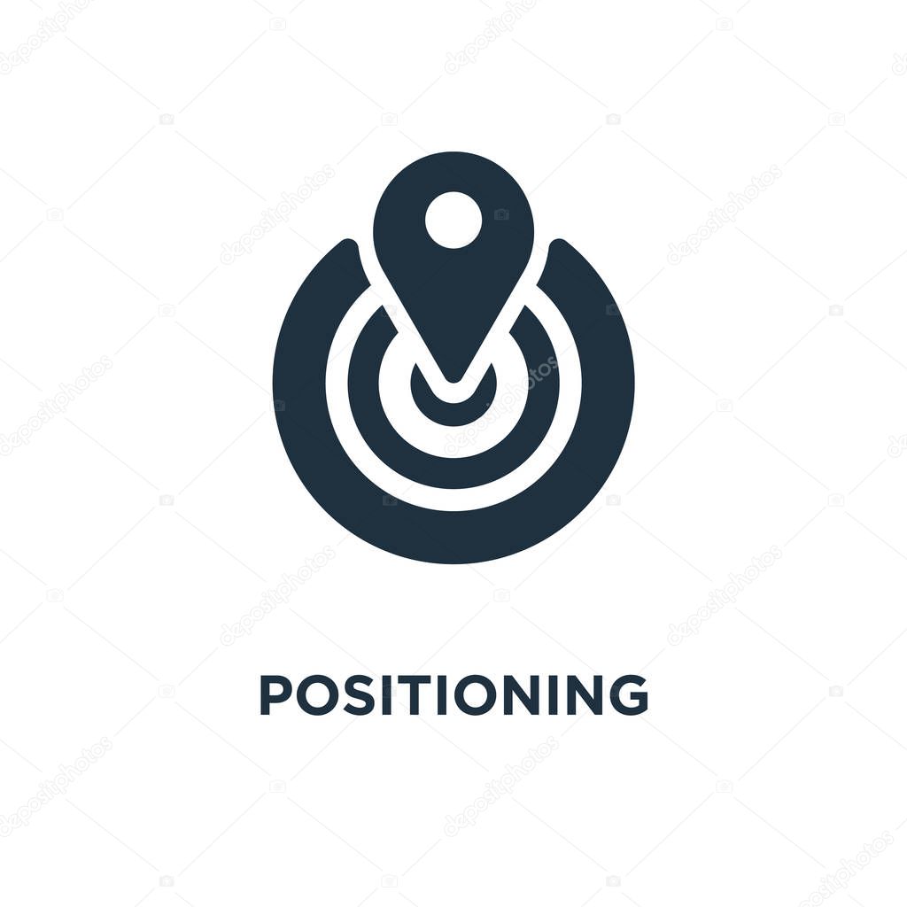 Positioning icon. Black filled vector illustration. Positioning symbol on white background. Can be used in web and mobile.