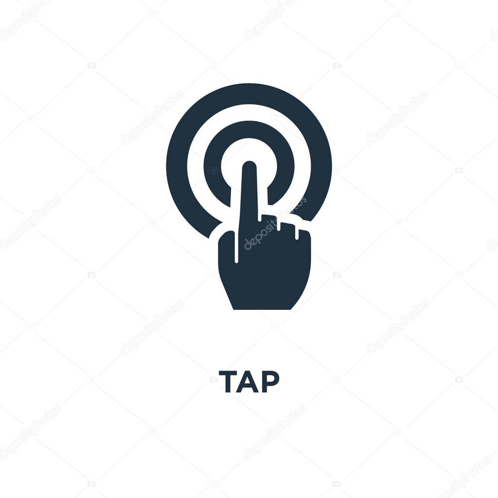 Tap icon. Black filled vector illustration. Tap symbol on white background. Can be used in web and mobile.