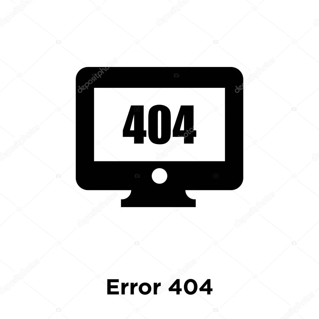 Error 404 icon vector isolated on white background, logo concept of Error 404 sign on transparent background, filled black symbol