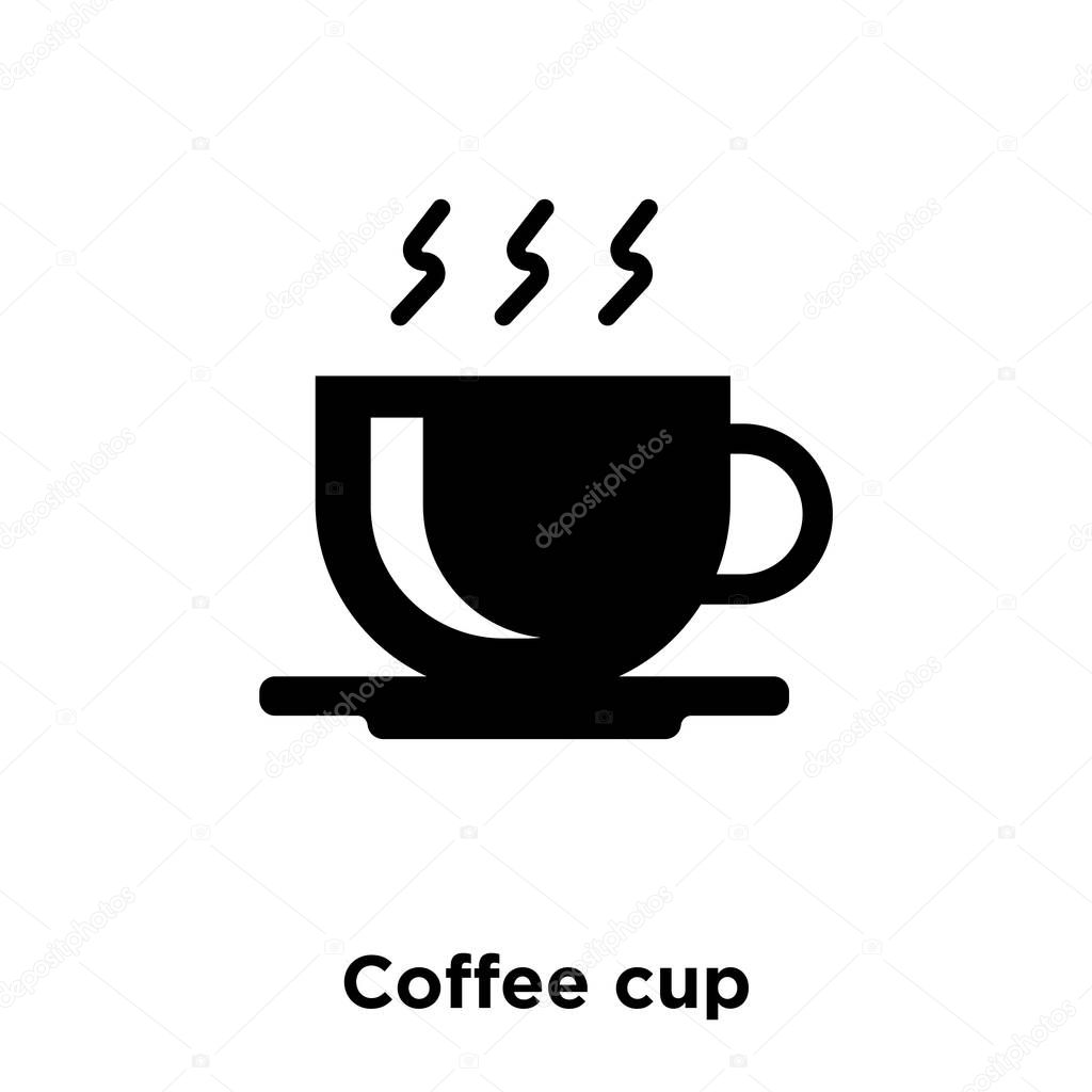 Coffee cup icon vector isolated on white background, logo concept of Coffee cup sign on transparent background, filled black symbol