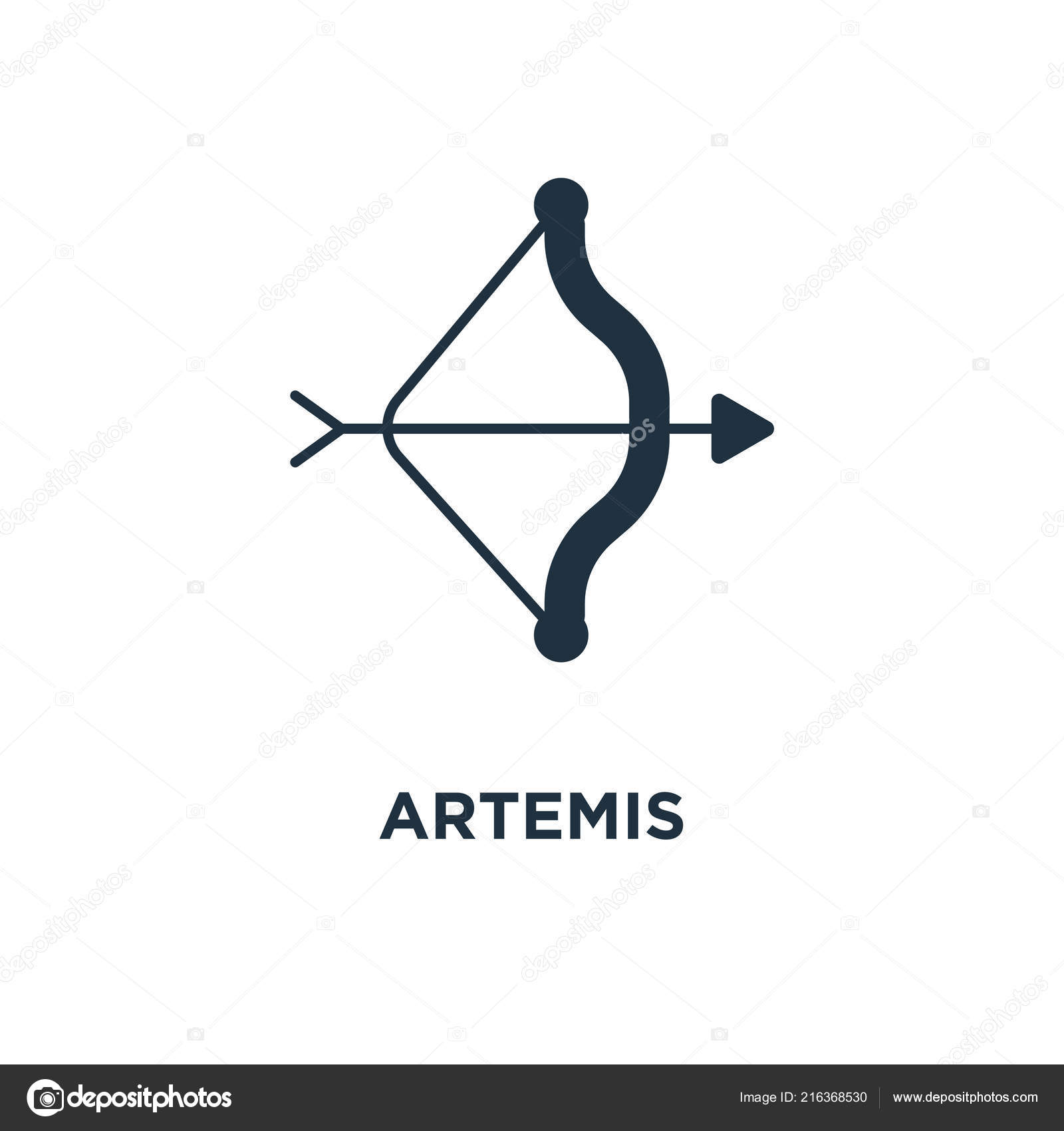 Artemis Icon Black Filled Vector Illustration Artemis Symbol White