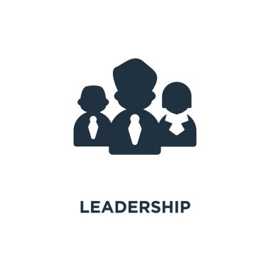 Liderlik simgesi. Siyah vektör çizim dolu. Beyaz arka plan liderlik sembolü. Web ve mobil kullanılabilir.