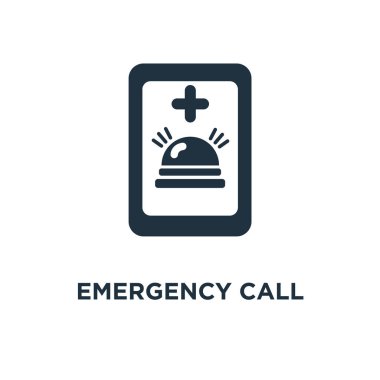 Acil arama simgesi. Siyah vektör çizim dolu. Beyaz arka plan acil arama sembolü. Web ve mobil kullanılabilir.