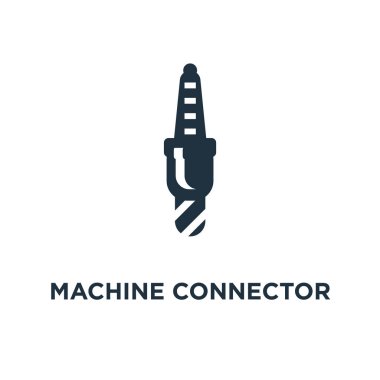 Makine bağlayıcı tak simgesi. Siyah vektör çizim dolu. Makine bağlayıcı beyaz arka plan sembolü takın. Web ve mobil kullanılabilir.