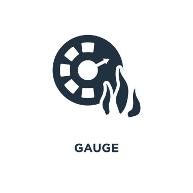 Ölçer simgesi. Siyah vektör çizim dolu. Beyaz arka plan göstergesi sembolü. Web ve mobil kullanılabilir.