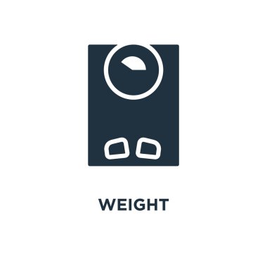 Ağırlık simgesi. Siyah vektör çizim dolu. Beyaz arka plan ağırlık sembolü. Web ve mobil kullanılabilir.
