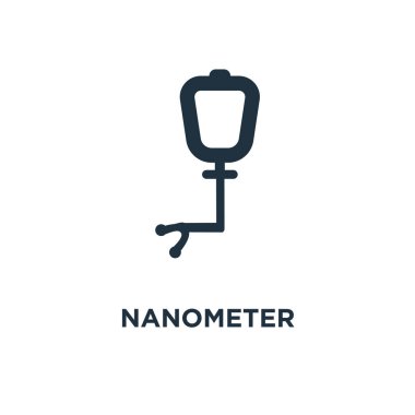 Nanometre simgesi. Siyah vektör çizim dolu. Beyaz arka plan nanometre sembolü. Web ve mobil kullanılabilir.