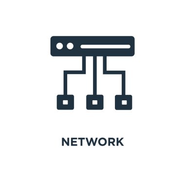 Ağ simgesini. Siyah vektör çizim dolu. Beyaz arka plan ağ sembolü. Web ve mobil kullanılabilir.