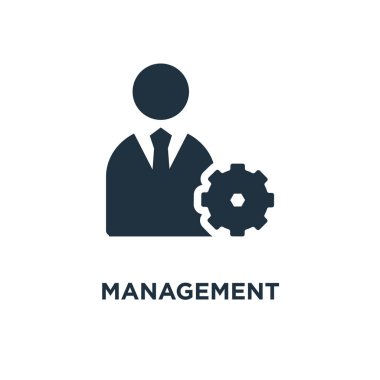 Yönetimi simgesini. Siyah vektör çizim dolu. Beyaz arka plan yönetimi sembolü. Web ve mobil kullanılabilir.