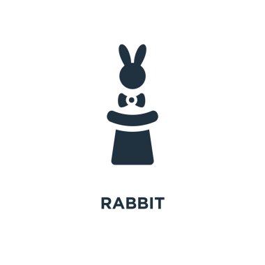 Tavşan simgesi. Siyah vektör çizim dolu. Beyaz arka plan tavşan sembolü. Web ve mobil kullanılabilir.