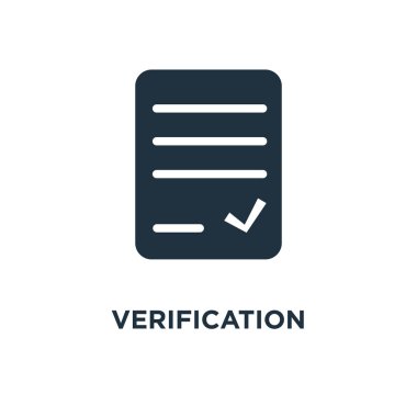 Verification icon. Black filled vector illustration. Verification symbol on white background. Can be used in web and mobile. clipart