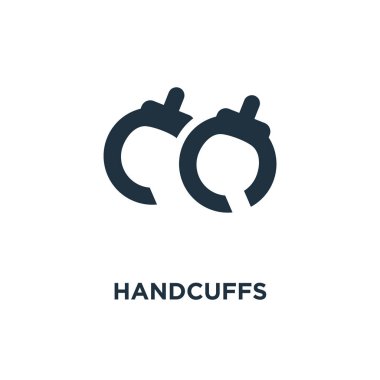 Kelepçe simgesi. Siyah vektör çizim dolu. Beyaz arka plan kelepçe sembolü. Web ve mobil kullanılabilir.