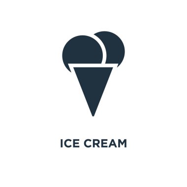 Dondurma simgesi. Siyah vektör çizim dolu. Beyaz arka plan dondurma sembolü. Web ve mobil kullanılabilir.