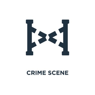 Suç sahne simgesi. Siyah vektör çizim dolu. Beyaz arka plan üzerinde suç sahne sembol. Web ve mobil kullanılabilir.