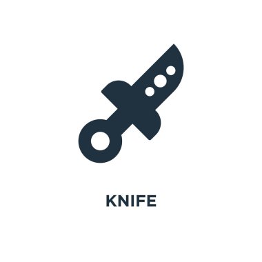 Bıçak simgesi. Siyah vektör çizim dolu. Beyaz arka plan bıçak sembolü. Web ve mobil kullanılabilir.