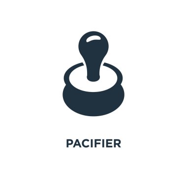 Emzik simgesi. Siyah vektör çizim dolu. Beyaz arka plan üzerinde emzik sembolü. Web ve mobil kullanılabilir.