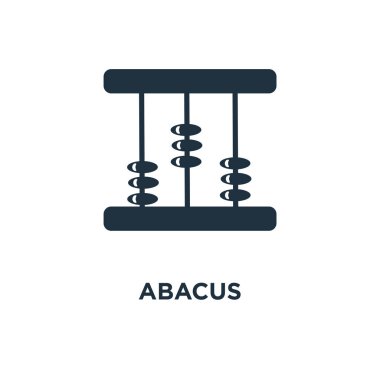 Abaküs simgesi. Siyah vektör çizim dolu. Beyaz arka plan Abacus sembolü. Web ve mobil kullanılabilir.