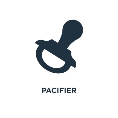 Emzik simgesi. Siyah vektör çizim dolu. Beyaz arka plan üzerinde emzik sembolü. Web ve mobil kullanılabilir.