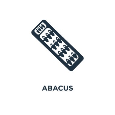 Abaküs simgesi. Siyah vektör çizim dolu. Beyaz arka plan Abacus sembolü. Web ve mobil kullanılabilir.