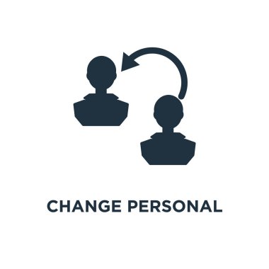 Kişisel simge değiştir. Siyah vektör çizim dolu. Beyaz arka plan üzerinde kişisel simgesini değiştirin. Web ve mobil kullanılabilir.