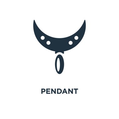 Kolye simgesi. Siyah vektör çizim dolu. Beyaz arka plan kolye sembolü. Web ve mobil kullanılabilir.