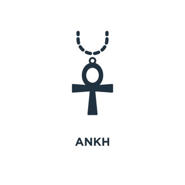 Ankh simgesi. Siyah vektör çizim dolu. Beyaz arka plan Ankh sembolü. Web ve mobil kullanılabilir.