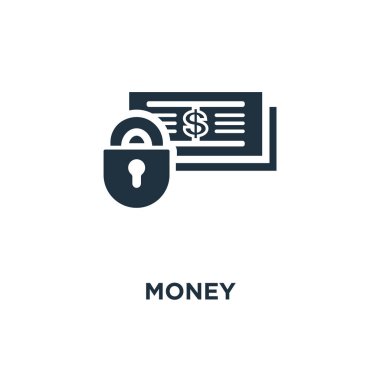 Para simgesi. Siyah vektör çizim dolu. Beyaz arka plan üzerinde para sembol. Web ve mobil kullanılabilir.