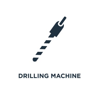 Delme makinesi simgesi. Siyah vektör çizim dolu. Beyaz arka plan delme makinesi sembolü. Web ve mobil kullanılabilir.