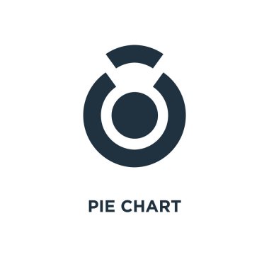 Pasta grafik simgesi. Siyah vektör çizim dolu. Pasta grafik sembolü beyaz arka plan üzerinde. Web ve mobil kullanılabilir.